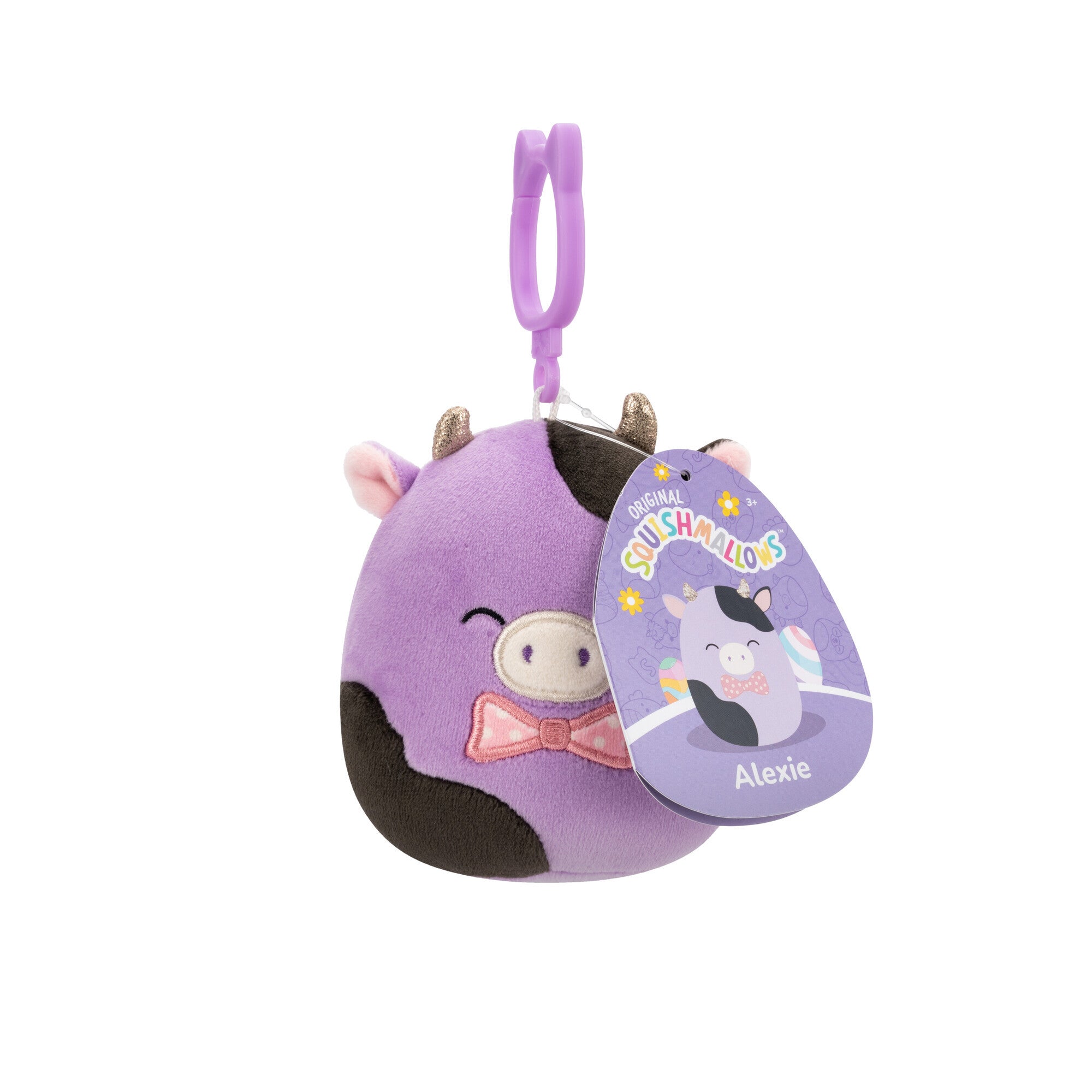 Alexie the Cow Squishmallows 3.5 Inch (9cm) Clip-On Bag Charm