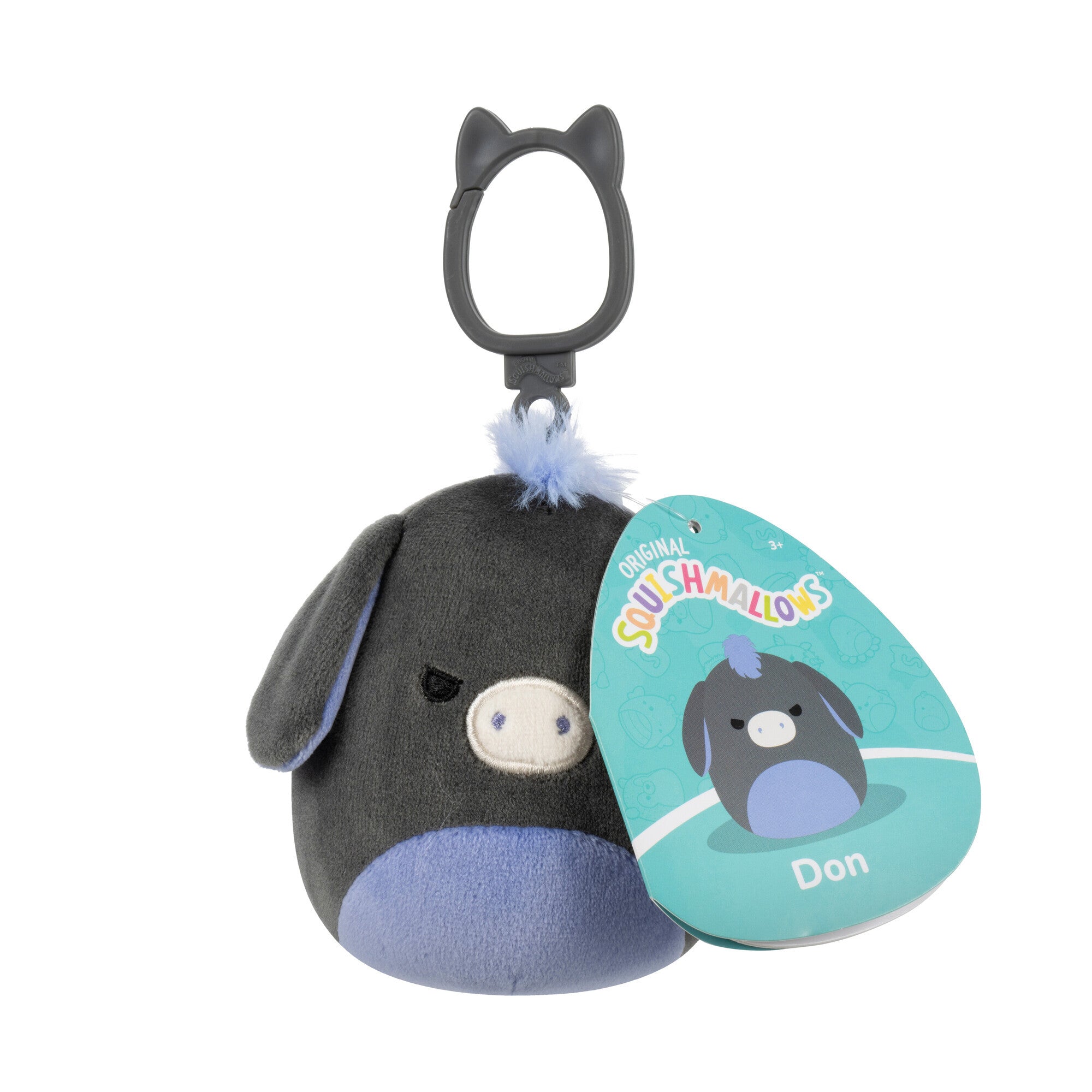 Don the Donkey Squishmallows 3.5 Inch (9cm) Clip-On Bag Charm