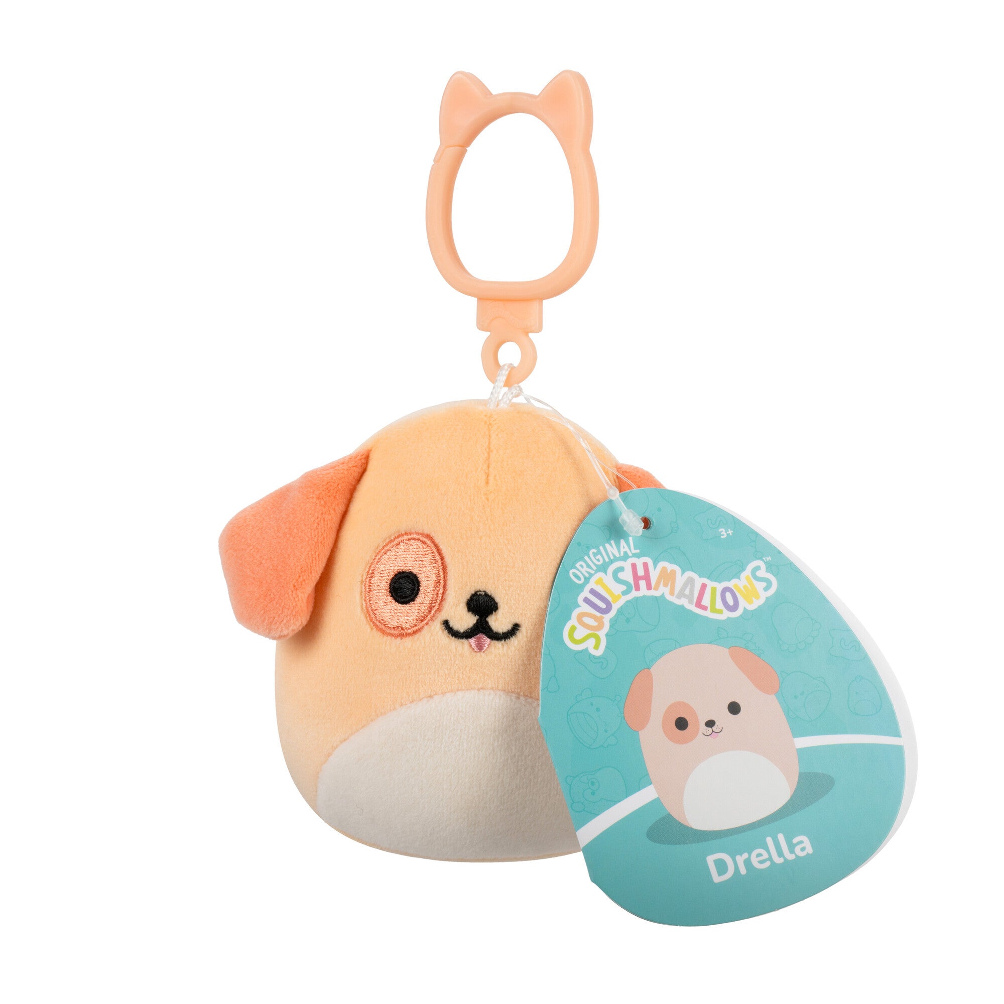 Drella the Dog Squishmallows 3.5 Inch (9cm) Clip-On Bag Charm
