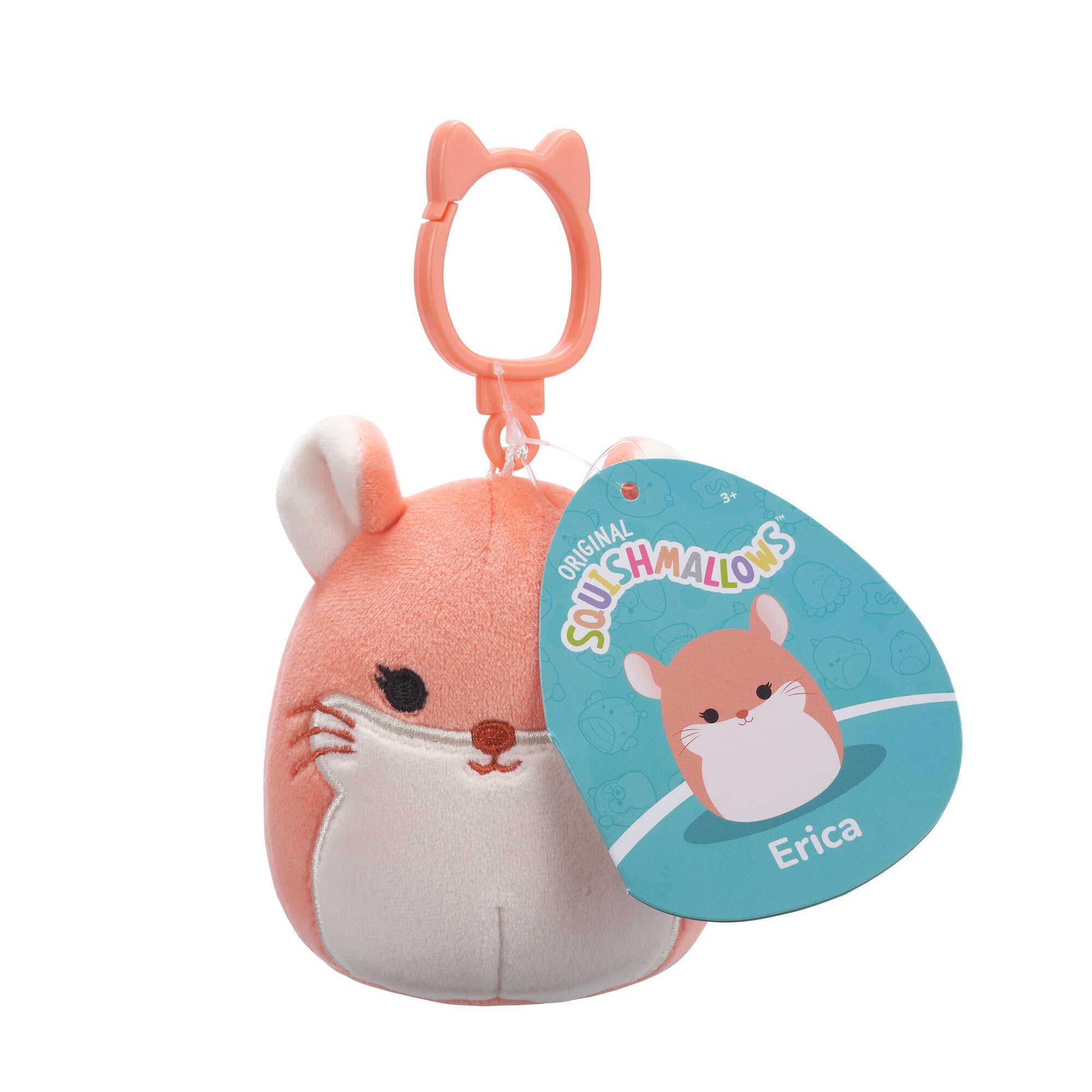 Erica the Chinchilla Squishmallows 3.5 Inch (9cm) Clip-On Bag Charm