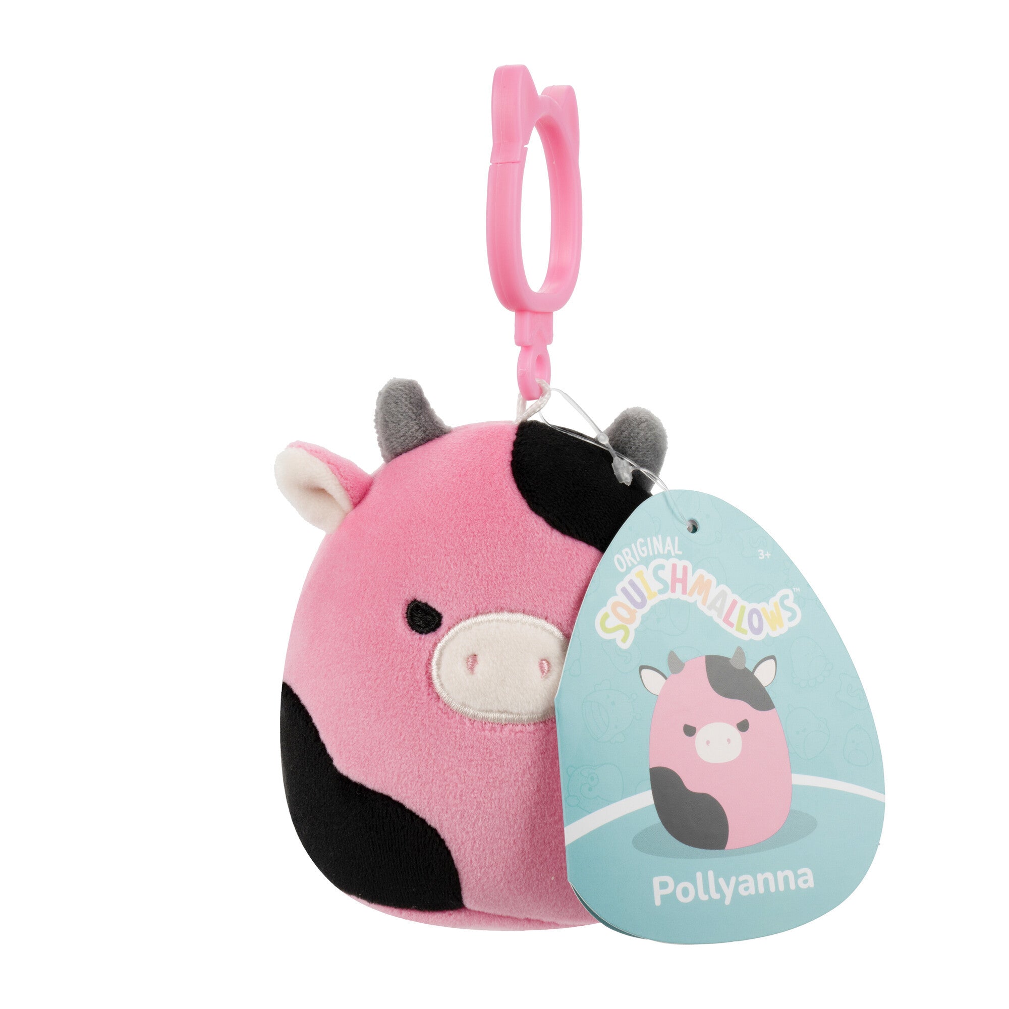 Pollyanna the Cow Squishmallows 3.5 Inch (9cm) Clip-On Bag Charm
