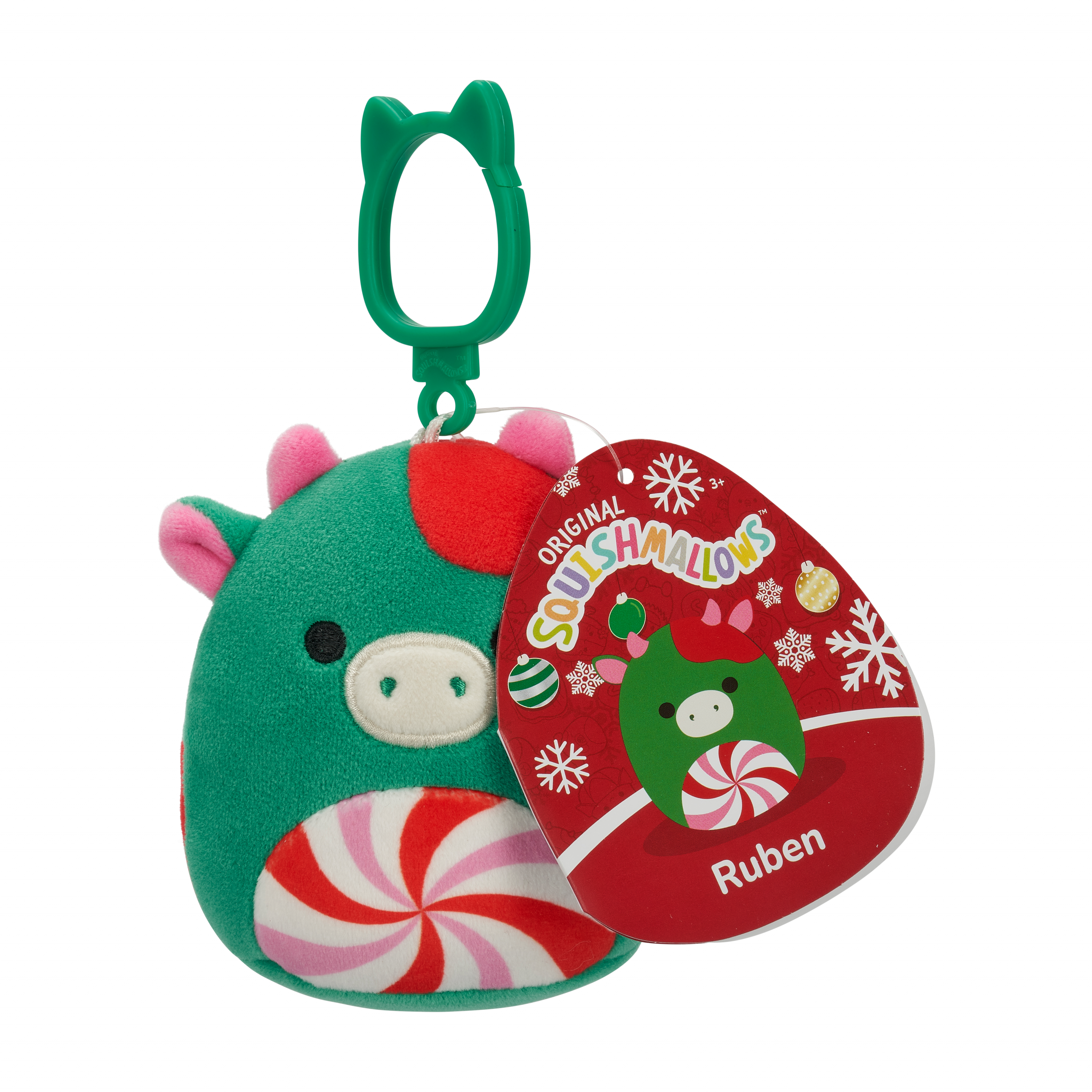 Ruben the Peppermint Cow Squishmallows 3.5 Inch (9cm) Clip-On Bag Charm