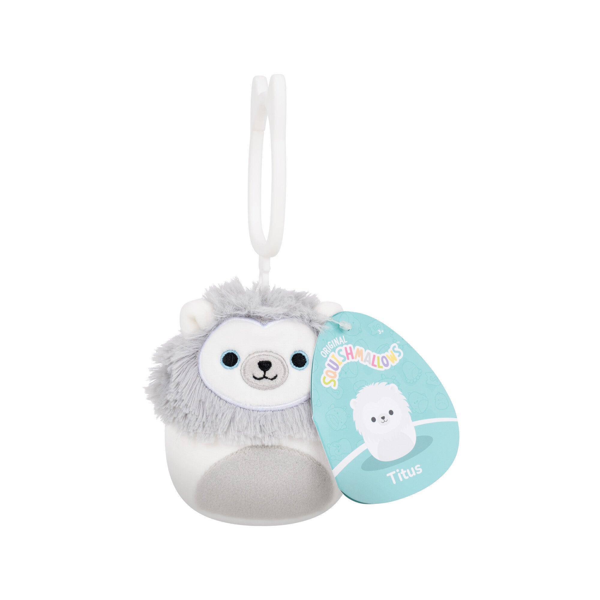 Titus the White Lion Squishmallows 3.5 Inch (9cm) Clip-On Bag Charm