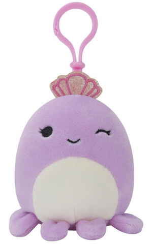Violet Squishmallows 3.5 Inch (9cm) Clip-On Bag Charm