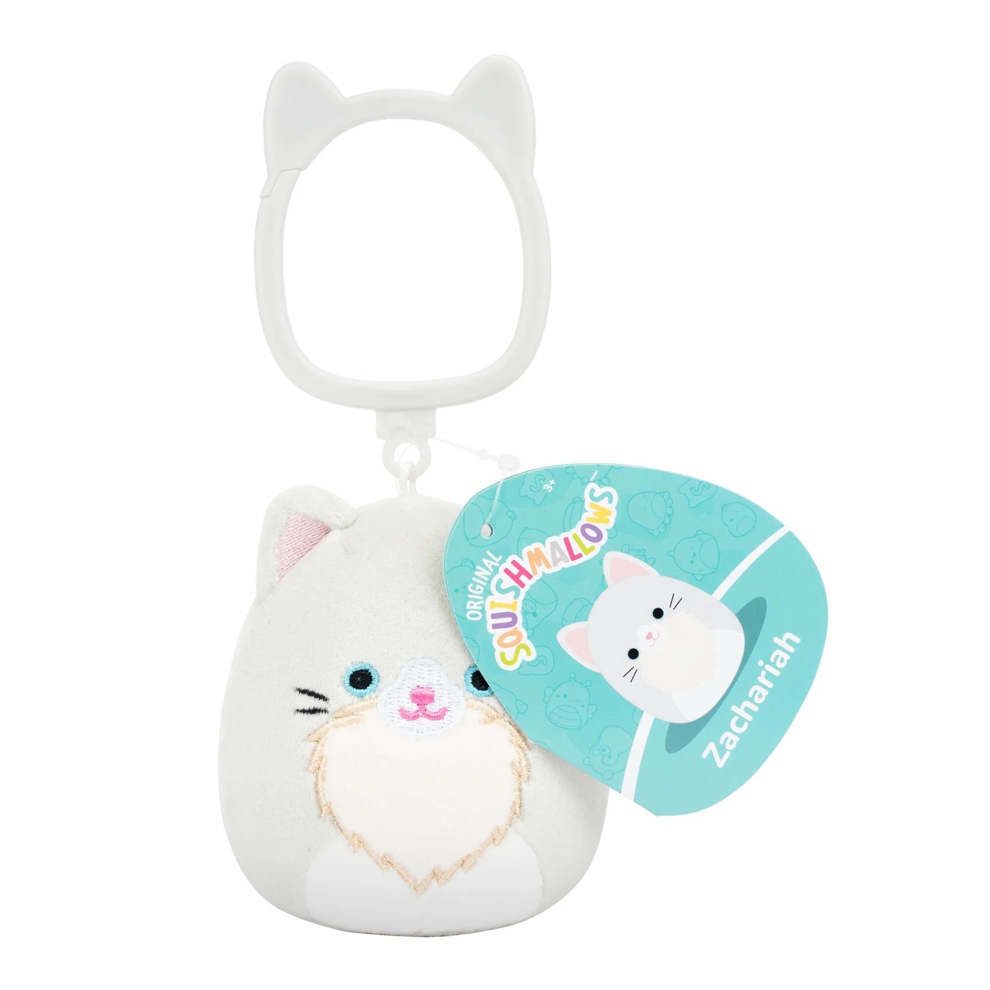 Zachariah The Angora Cat Squishmallows 3.5 Inch (9cm) Clip-On Bag Charm