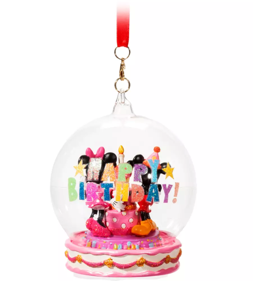 Mickey and Minnie Happy Birthday Globe Ornament