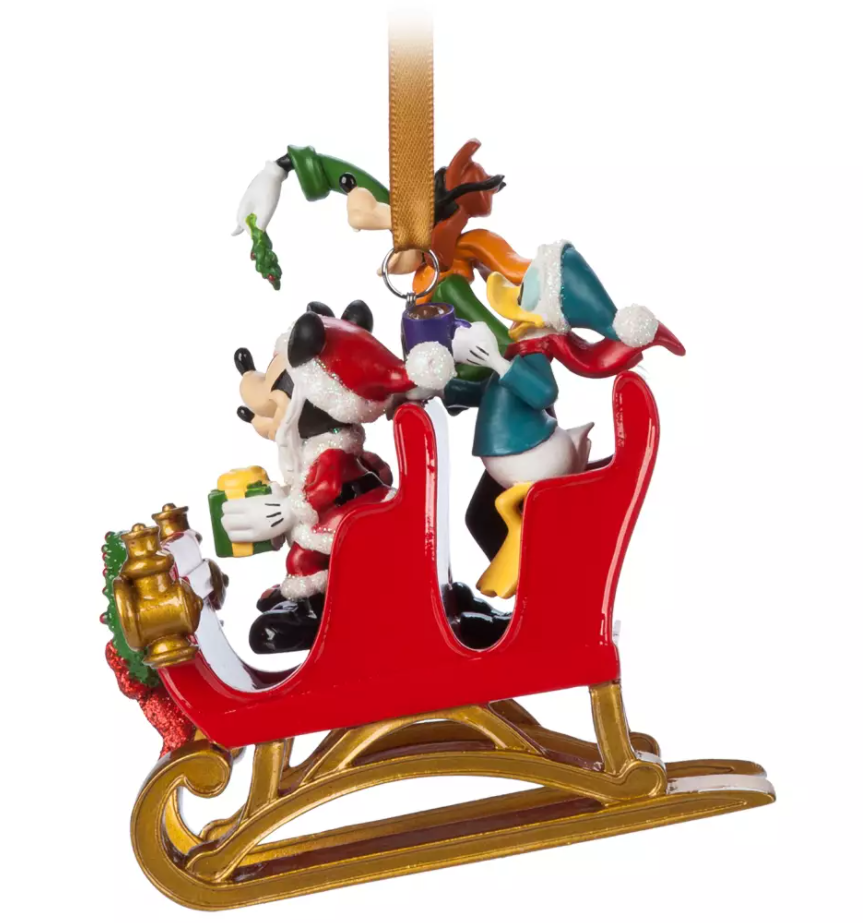 Santa Mickey Mouse and Friends in Sleigh Figural Ornament